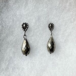 Artisan Handmade Silver Studs with Faceted Pyrite Drops